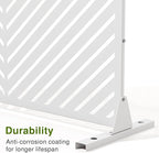 Casaphoria Metal Privacy Screen Outdoor, 72" H x 47" W Freestanding Decorative Privacy Screen for Patio Deck Balcony Garden with Stable Base, White-Parallel