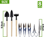 Bonsai Set 8 Pcs, Bonsai Tools Kit, Garden Tools Set | Include Pruner, Fold Scissors, Mini Rake, Bud & Leaf Trimmer Set