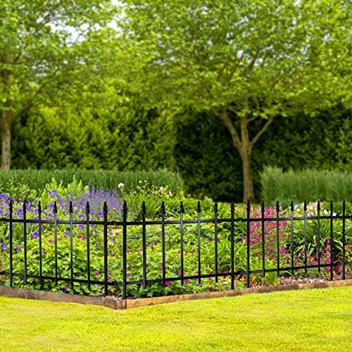arifaro 5 panels metal garden fence 18" h, side view