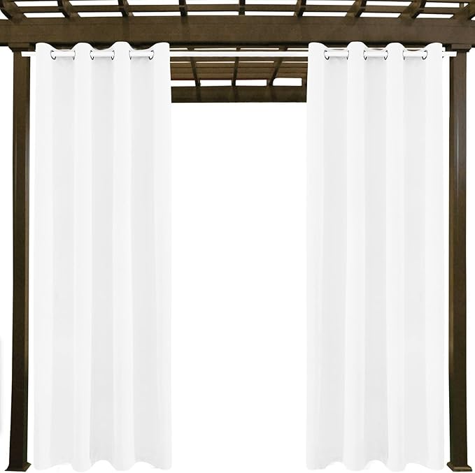 Outdoor Indoor Curtains W52 x L132 for Patio - Weather-resistant Window Panels Privacy Protect Grommet Top Thermal Insulated Home Curtain for Porch Pergola Lawn Garden Hot Tub Area (2 Panels)