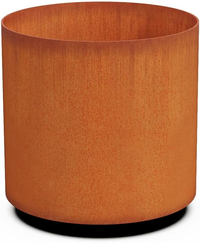 Plantercraft Corten Steel Planters - 12x12 Inch Large Round Planters for Outdoor Plants Heavy Duty Metal Planter Pot for Patio & Garden