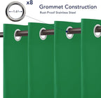 PureFit Outdoor Curtains for Patio Waterproof Weatherproof, UV Resistant Outside Curtains for Gazebo, Front Porch, Pergola, Sun Blocking Privacy Curtain, 52W x 95L inch, 1 Panel, Green