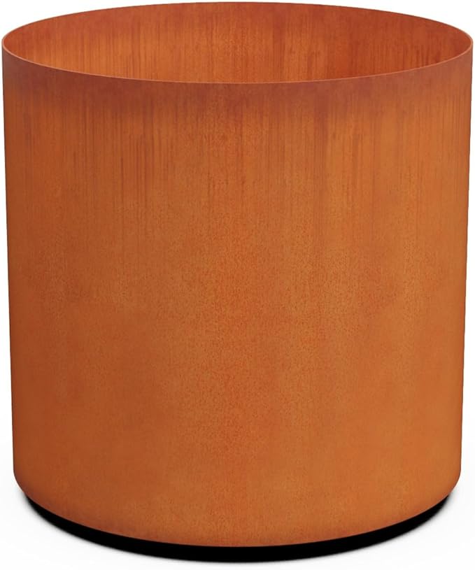 PLANTERCRAFT Corten Steel Metal Planter Box, Round Sizes, Modern Garden Steel planters for Commercial and Residential Outdoor Use.