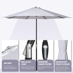 Tempera Patio Market Outdoor Table Umbrella with Auto Tilt and Crank, Large Sun Umbrella with Sturdy Pole & Fade Resistant Canopy, Easy to Set