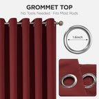 Joydeco Blackout Patio Sliding Door Curtains 90 Inches Long, Grommet Privacy Room Divider Curtains, Extra Wide Thermal Blackout Drapes for Bedroom Living Room (Burgundy Red, 80Wx90L, 1 Panel)