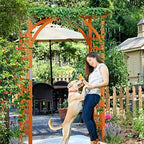 yaheetech 7ft wooden arch arbor, wood trellis for, front angle view