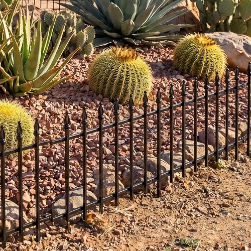 sunnydaze decorative garden fence border, 22" w x, front angle view