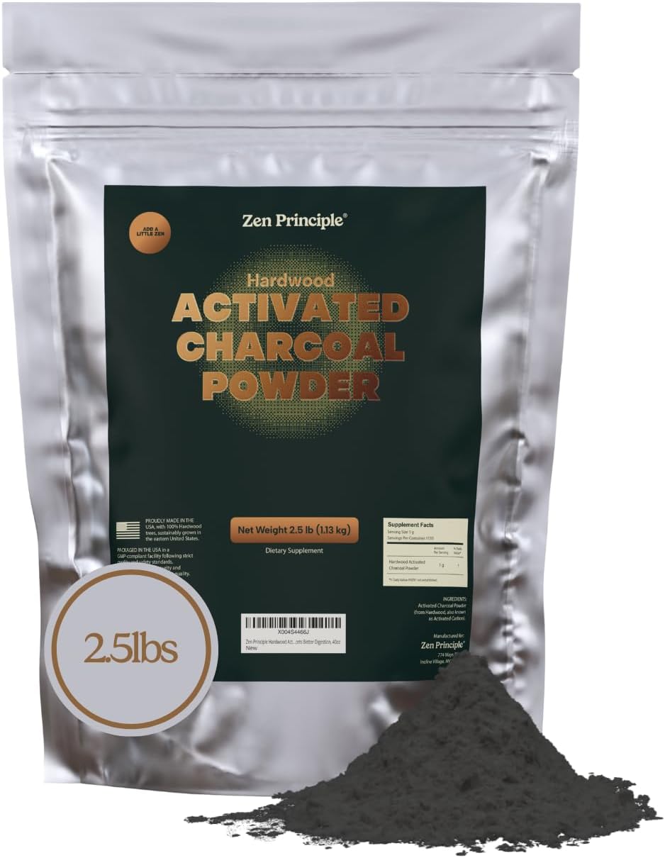 zen principle hardwood activated charcoal powder 100 percent, main product view
