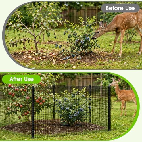deer fence netting for garden, 5x100 ft temporary showing dimensions