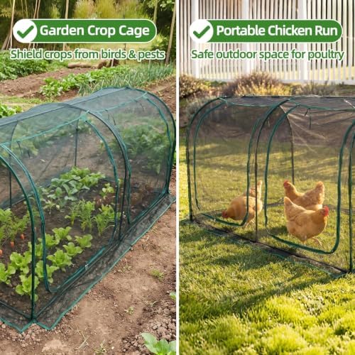 garden cover,98"x49"x49" crop cage for garden with zipper,garden, side view
