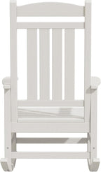 KINGYES Oversized Patio Rocking Chair Set of 2, High Density Polyethylene Outdoor Rocking Chairs with 330lbs Support for Adults, White