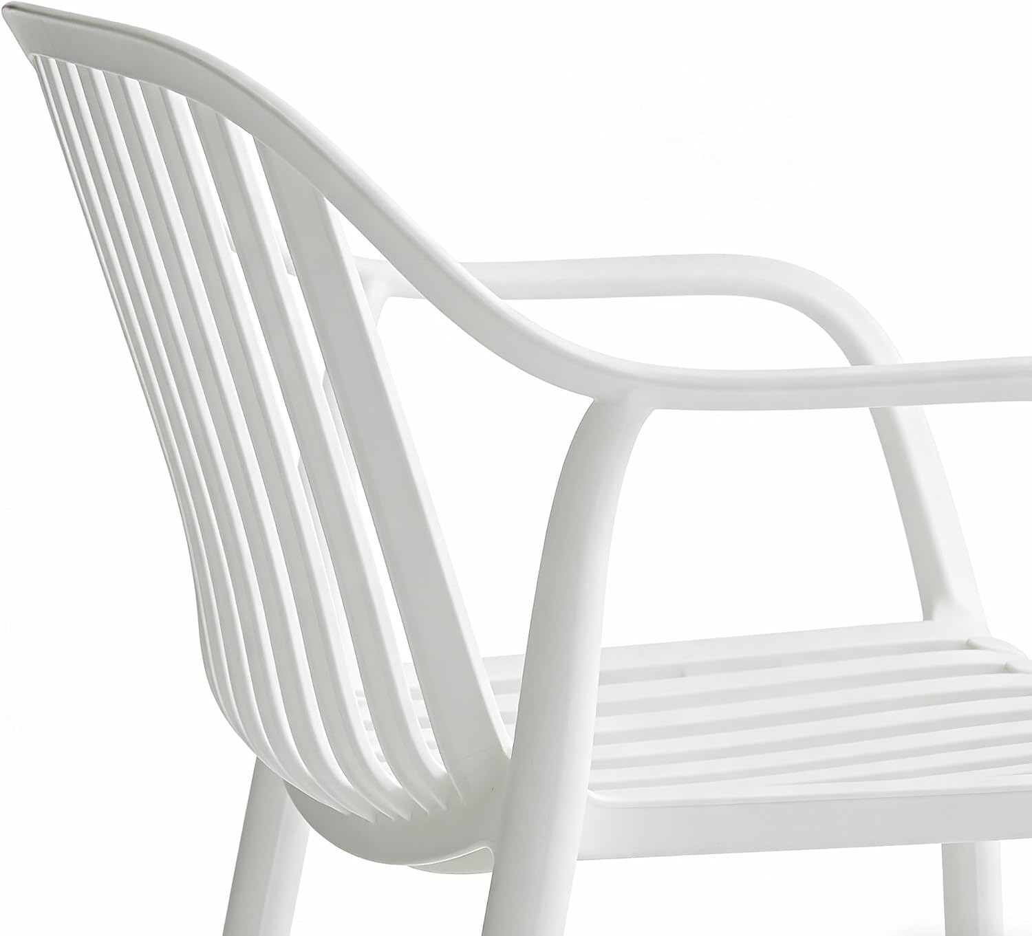 UV-Resistant Outdoor Dining Chairs, Set of 4 (White) | UV-Resistant, Sackable, No Assembly Needed, 300lb Capacity, Plastic Modern Armchairs for Patios