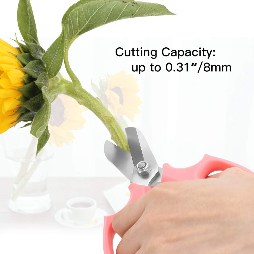Housolution Flower Scissors, 3PCS Premium Steel Pruning Shears, Pink | Strong Floral Shears, Floral Fruits Leaf Scissors Hand Pruner Snip Trimming Tool for Gardening Flower Arrangement