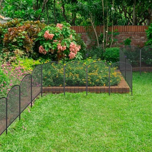 decorative garden fence 10 pack, 24in(h) x 10.8ft(l) showing dimensions