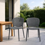 2xhome Set of 4 Patio Dining Chairs | Modern Stackable Outdoor Pool Side Chair | Weather Resistant Plastic for Yard, Porch, Balcony, Kitchen, Gray
