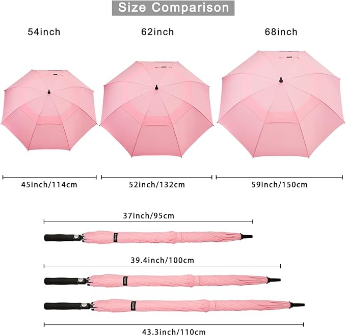 G4Free 47/54/62/68/72 Inch Automatic Open Golf Umbrella Oversize Extra Large Double Canopy Vented Windproof Waterproof Stick Umbrellas