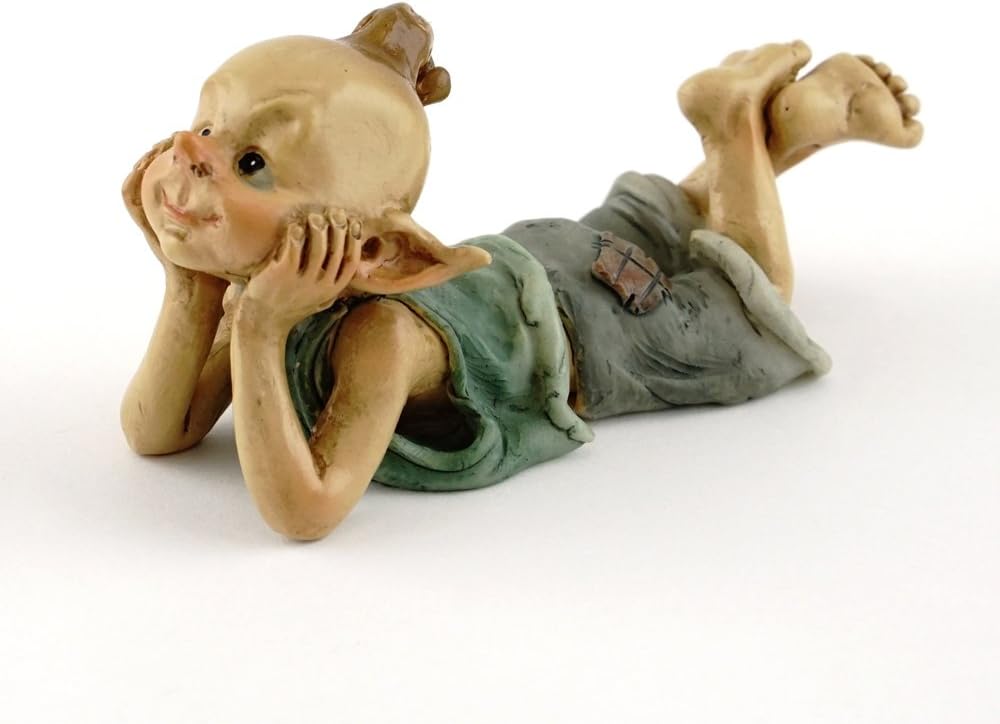 Top Collection Miniature Fairy & Terrarium Garden Pixie in Thought Statue, Small, Blue, Grey, White Flesh
