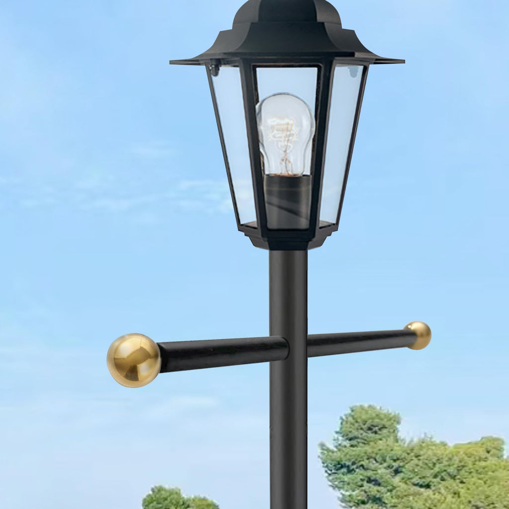 Lamp Post Cross Arm 16 inch Steel Lamp Post Cross Bar Ladder Rest Post Cross Arm Replacement for Outdoor Lamp Post (Gold 1Pack)
