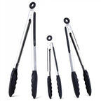 7/9/12 Inch Kitchen Tongs Set of 3, Cooking Tongs with Silicone Tips | For Cooking/Serving/Grilling | Heat-Resistant | Food-Grade Material | Dishwasher Safe | Black