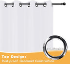 HolidayIdeas Extra Wide Outdoor Curtains for Patio Waterproof, 4 Panels - 110 x 95 Inch - Privacy & Light Filtering Curtains White Grommet Outside Curtains for Porch, Gazebo, Pergola, Backyard