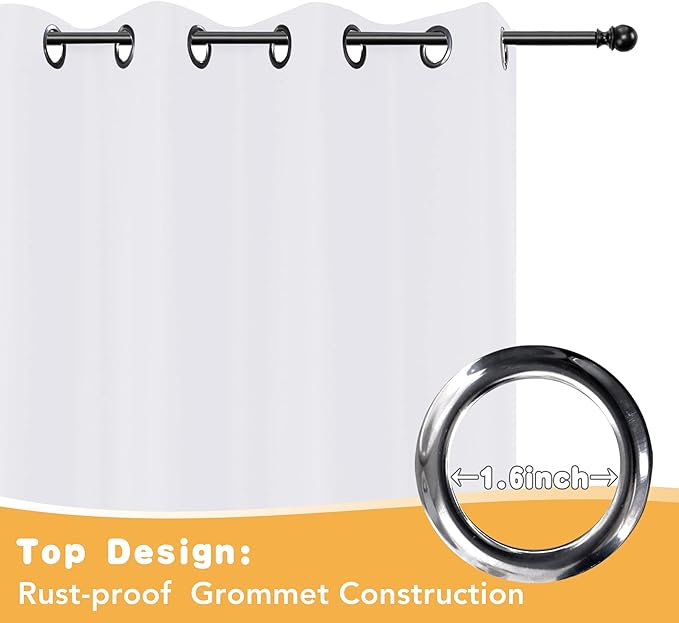 HolidayIdeas Extra Wide Outdoor Curtains for Patio Waterproof, 4 Panels - 110 x 108 Inch - Privacy & Light Filtering Curtains White Grommet Outside Curtains for Porch, Gazebo, Pergola, Backyard