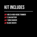 SKIL PWR CORE 40 Brushless 40V 24” Cordless Hedge Trimmer Kit with Dual Action Blade, 3/4'' Cut Capacity, Includes 2.5Ah Battery and Auto PWR Jump Charger - HT4221-10