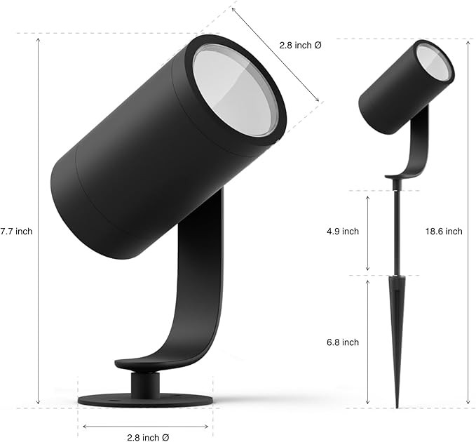 Philips Hue Lily Outdoor Smart LED Spotlight - White & Color Ambiance - Low Voltage Landscape Lighting - 1 Pack - Requires Bridge and Power Supply - Control with App and Voice - Weatherproof