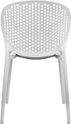 2xhome Set of 4 Patio Dining Chairs | Modern Stackable Outdoor Pool Side Chair | Weather Resistant Plastic for Yard, Porch, Balcony, Kitchen, White