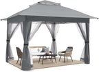 COOSHADE 13x13 Pop Up Gazebo Tent Outdoor Canopy Patio Shelter with Mosquito Netting(Grey)