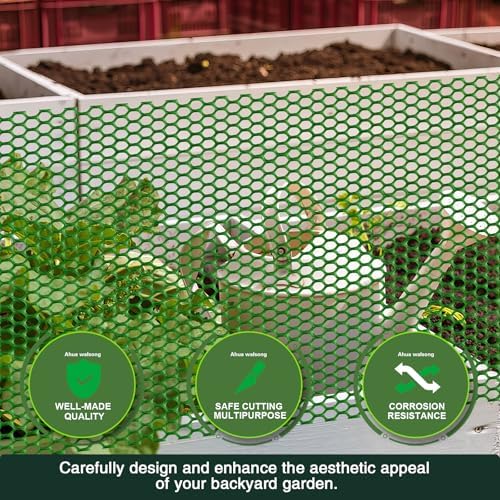green plastic wire mesh fence 16in x 33ft showing dimensions