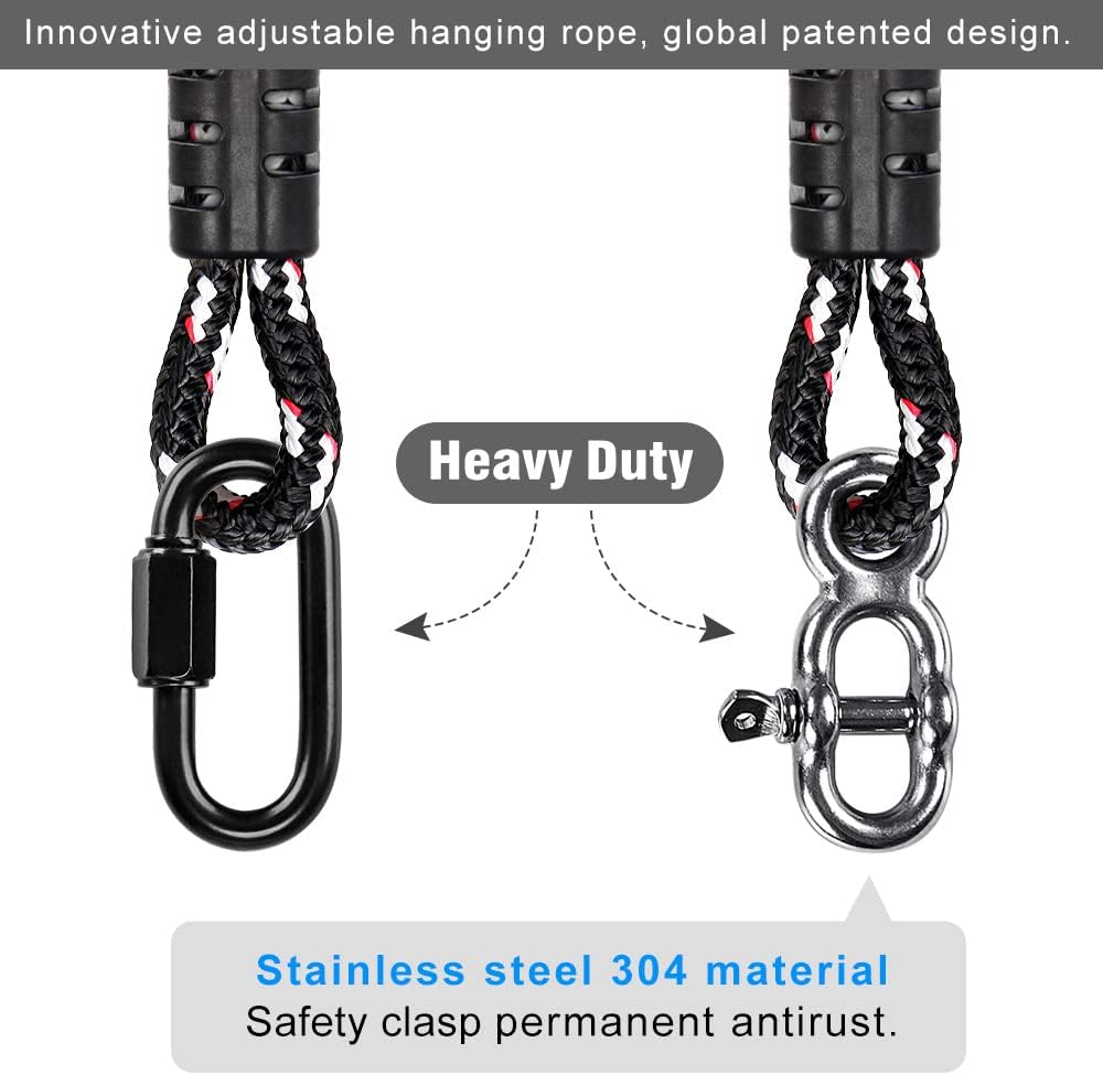 2 Pack 5ft (60") Tree Swing Rope Hammock Tree Swing Hanging Strap | 2500LBs Capacity Adjustable Hammock Rope with Carabiners Tree Extender Rope for Swing chair, Hanging Chair, Tree Swing Seat