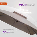 PURPLE LEAF 9' X 12' Cantilever Outdoor Patio Umbrella Large Heavy Duty 360° Rotation Double Top Offset Rectangular Umbrellas for Backyard Deck Pool, Cast Ash