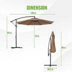 Backyard Expressions 10FT Cantilever Patio Umbrella – Outdoor Offset Hanging Umbrella with Smooth Crank, Tilt Adjustment & UV Protection – Heavy-Duty Steel Frame (Base Not Included)