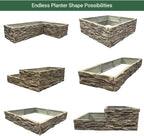Raised Garden Bed Outdoor Tan/Brown Ledgestones Composite Polyurethane Natural Look Stone Garden Planter Box (4-Pack)