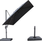 PURPLE LEAF 9 FT Outdoor Umbrella with Base Patio Cantilever Aluminum Umbrella with 3 Years Fade Resistance Recycled Fabric Offset Square with 360-degree Rotation for Deck Pool Garden, Graphite Grey