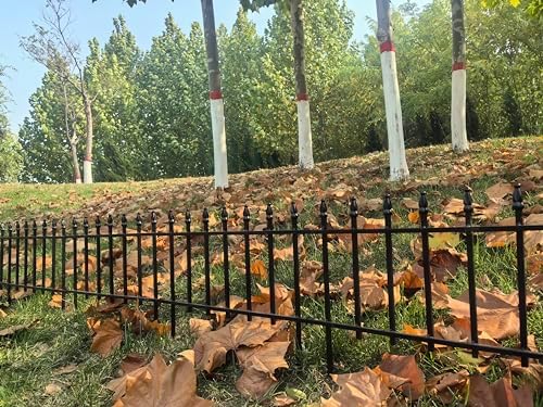 arifaro 5 panels metal garden fence 18" h showing dimensions