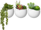 Mkono Wall Planter Ceramic Hanging Pot with Artificial Fake Plants, 3 Pack | 8 Realistic Succulents Included,White Air Plant Holder,Wall Mounted Vase,No Water Needed,Home/Bathroom Decor,Plant Lover Gift