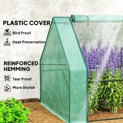outsunny 12' x 3' x 3' mini greenhouse, close-up detail