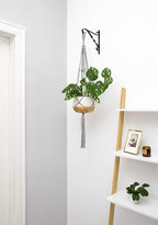 Mkono Macrame Plant Hangers Indoor Outdoor Hanging Planter Basket Cotton Rope 4 Legs 41 Inch, 2 Pack, Grey