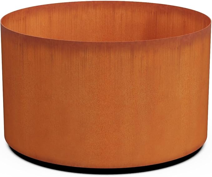 PLANTERCRAFT Corten Steel Metal Planter Box, Round Sizes, Modern Garden Steel planters for Commercial and Residential Outdoor Use.
