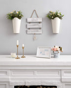 Mkono Metal Wall Planter, Hanging Vase for Flowers Plants, Set of 2, White | Rustic Farmhouse Decor, Easy Wall Mount, Faux Greenery Holder, Living Room Bedroom Kitchen Bathroom, Housewarming Gift