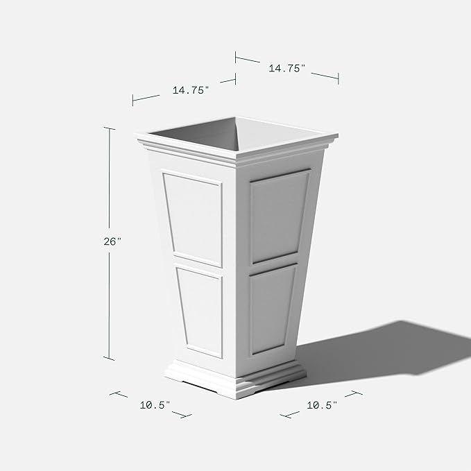 Veradek Brixton Series Tall Planter - Large Outdoor Planter for Front Porch/Patio | Crack-Resistant Plastic for All-Weather Use | Classic Estate Design for Tall Plants, Flowers, Trees