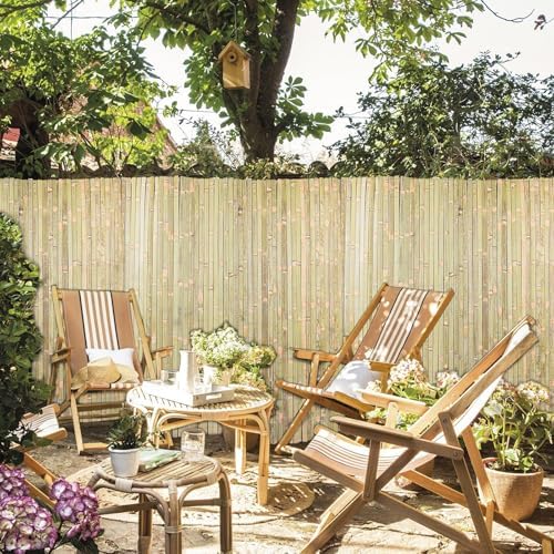 bamboo slat fence 4ft x 13ft, natural bamboo, side view