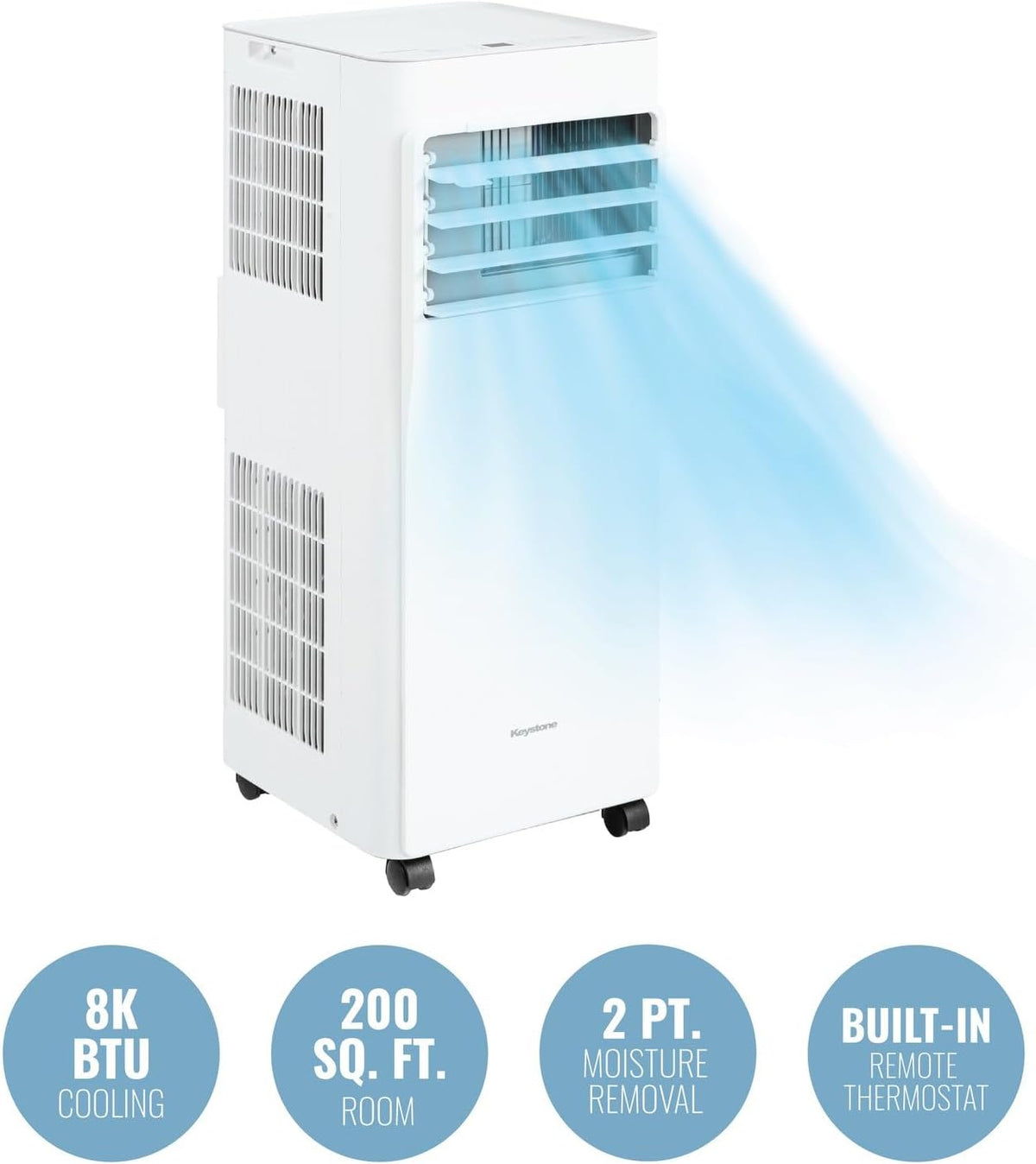 keystone 8,500 btu ashrae/5,000 btu doe 115v portable on a desk or shelf