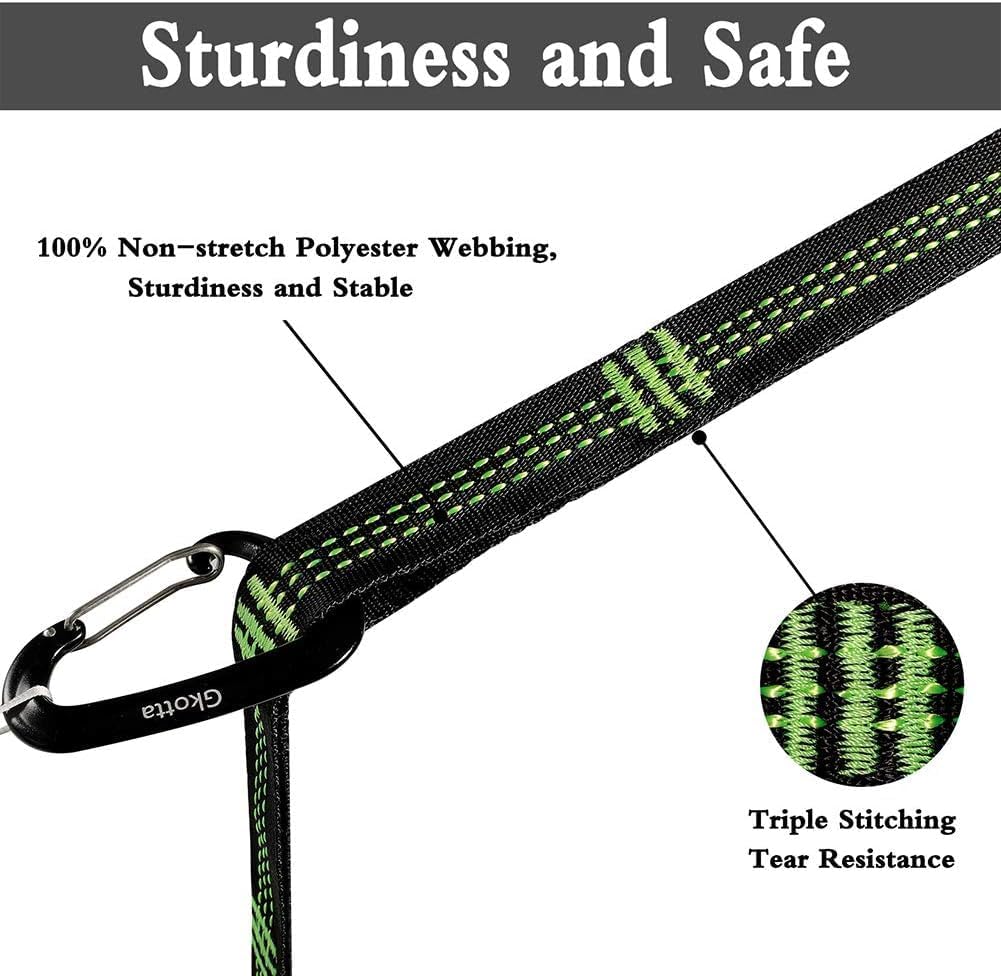 Hammock Straps for Trees Heavy Duty Long Extender Hammock Webbing Ropes Kit | With 2 Carabiners, Set of Two 10FT Long, 32 Adjustable Loops, Holds up to 1000 Lbs Each Strap, Hammock Ties Around Tree Safe
