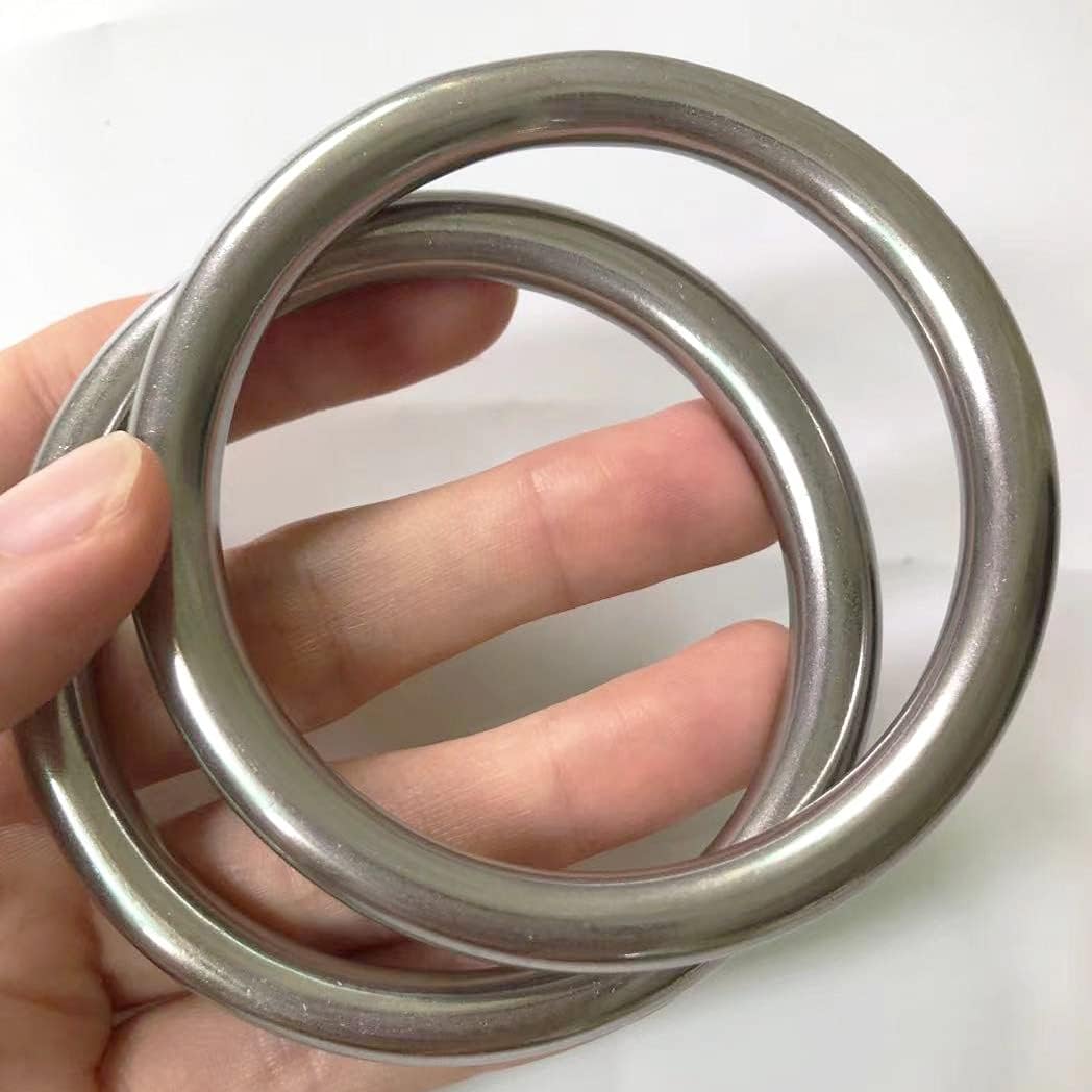 2.5" Metal O-Ring, 4 Pack 304 Seamless Welding Stainless Steel Rings Heavy Duty Smooth Solid Multi-Purpose Big Ring for for Crafts, 8mm x 50mm