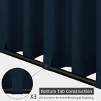 Easy-Going Outdoor Patio Curtains Detachable Tab Top Windproof Weatherproof Curtain for Cabana, Porch, Pergola and Gazebo, Tab Bottom Drape, 2 Panels, 54W x 120L inch, Navy
