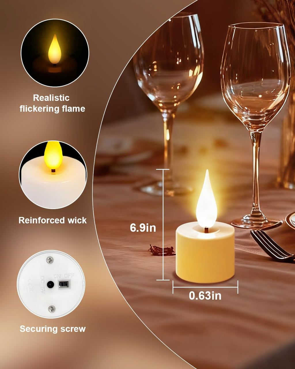 12 Pack Tea Lights Candles Battery Operated with Charging Dock, Remote Control Rechargeable Candles, Flickering Flameless LED Tealight for Votive, Table Decorations, Wedding, Halloween, Christmas