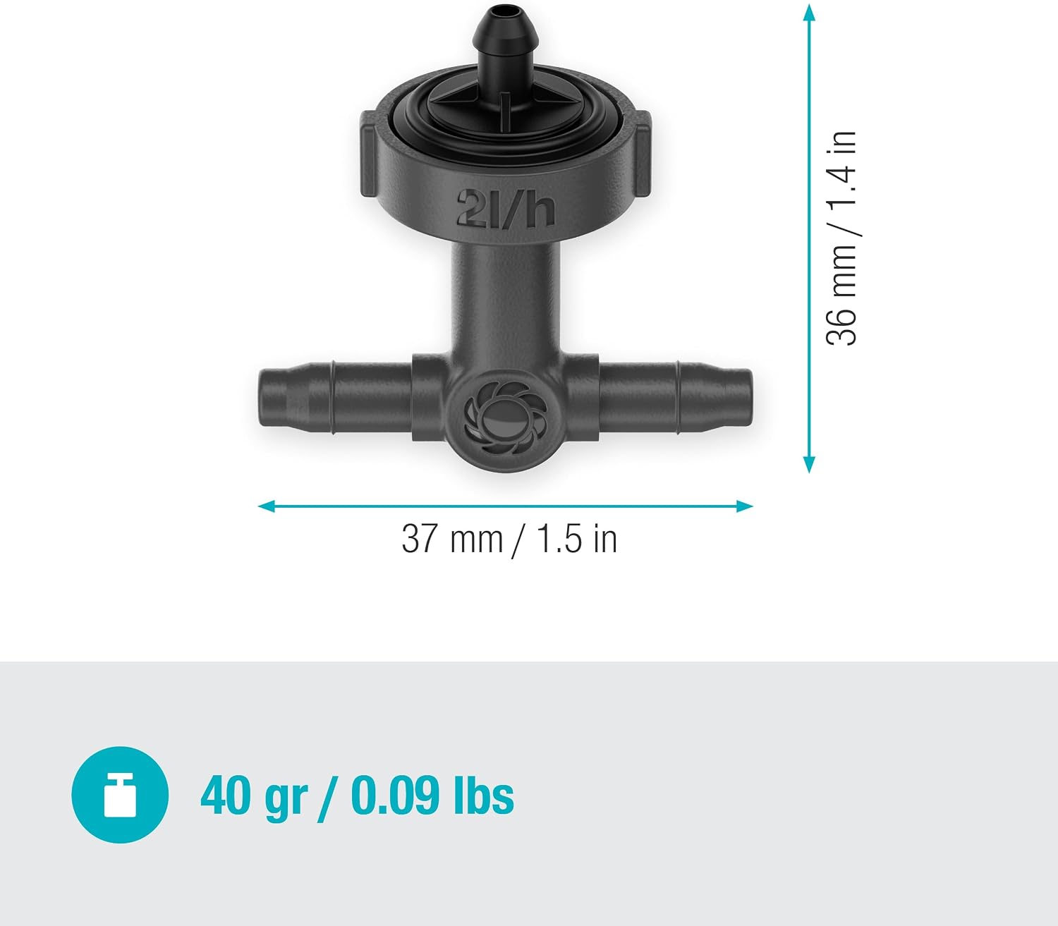 Gardena Micro-Drip-System Inline Drip Head, Pressure-equalising: Drip Head for Automatic Irrigation System, for Rows of Plants with Different Pot Heights, Simple Connection Technology (13312-20)
