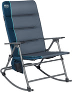Timber Ridge Oversized Folding Rocking Camping Chair, Padded Outdoor Rocker with High Back, Portable Outdoor Chair for Patio, Garden, Lawn, Supports up to 400 lbs, Blue | Foldable Padded Outdoor Rocker with High Back, Portable Outdoor Chair for Patio